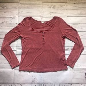 Garage Front Button Long Sleeve Top
